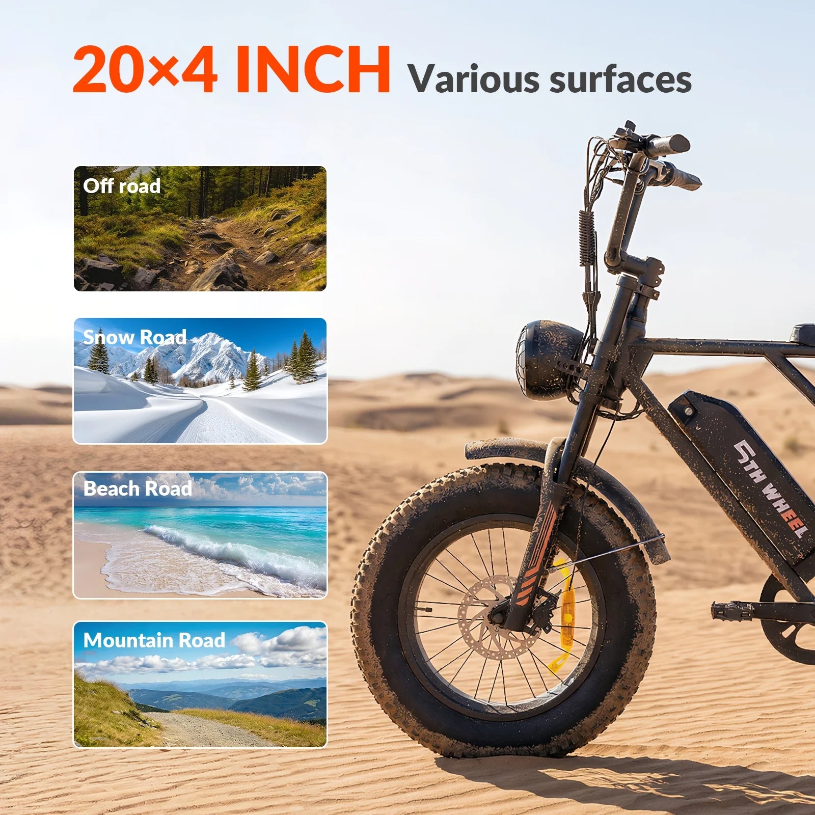 LB16 750W Electric Bike for Adults, 20" × 4 Fat Tire E Mountain Bikes, 48V 14.5Ah Removable Battery, Front Suspension, 7-Speed UL2849