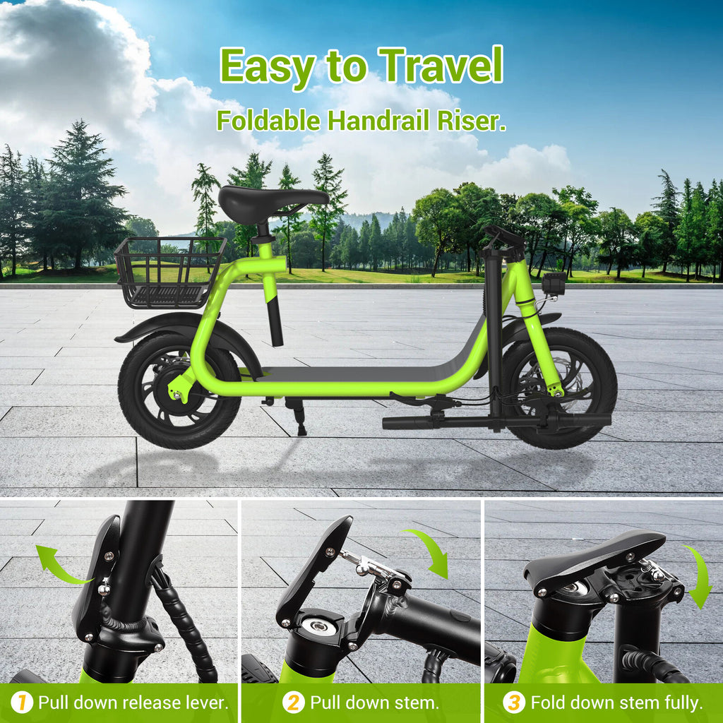 450W Sports Electric Scooter Adult with Seat Electric Moped Ebike E-Scooter