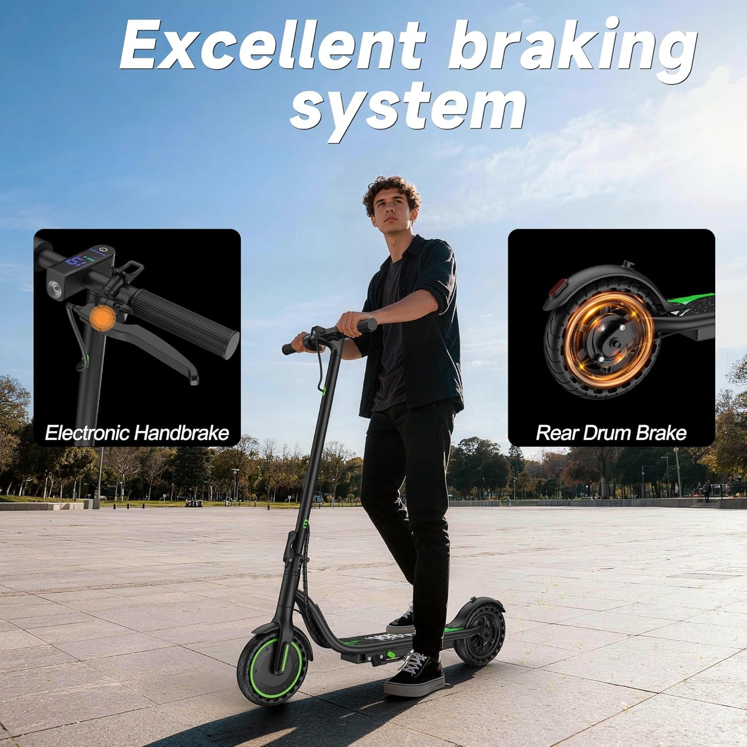 Adult Electric Scooter, 350W/500Wmotor, 8.5"/10" Solid Tires, 19/22Mph, 32/28/23/21/18/16Miles Max Range, Dual Braking
