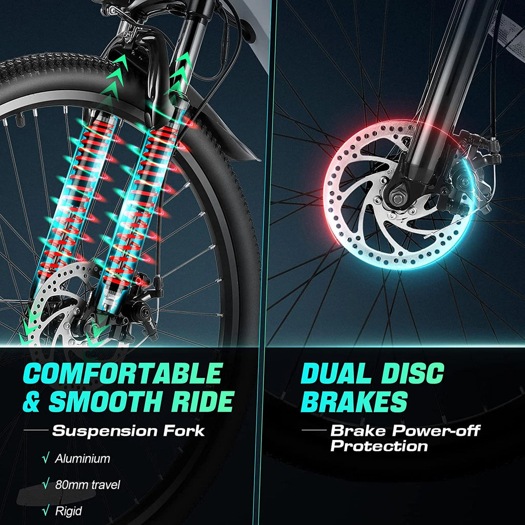 Electric Bike for Adults 26" Electric Mountain Bike 500W Cruise Control Electric Commuter Bike 21 Speed with Removable 48V Battery up to 50 Miles