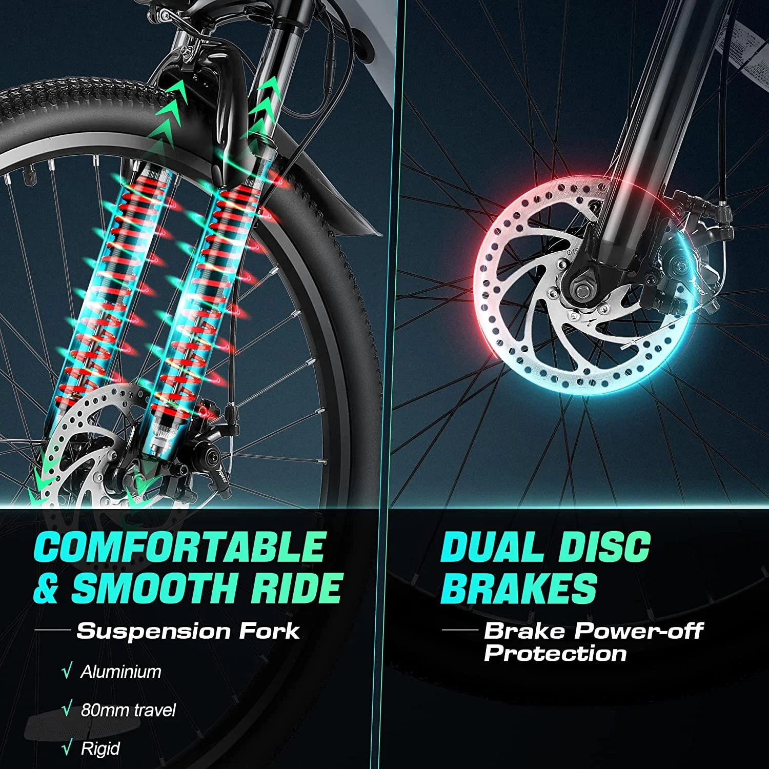 Electric Bike for Adults 26" Electric Mountain Bike 500W Cruise Control Electric Commuter Bike 21 Speed with Removable 48V Battery up to 50 Miles