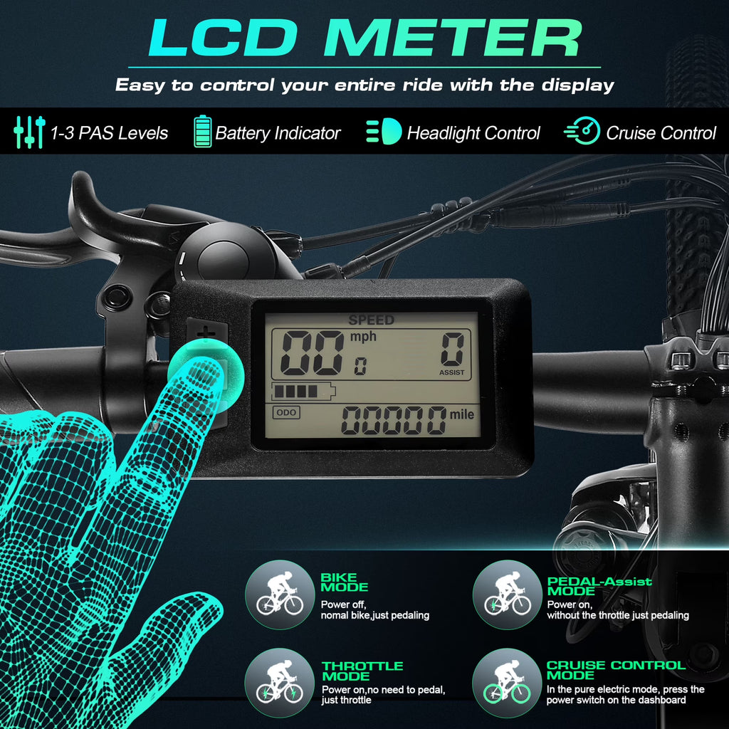 Electric Bike for Adults 26" Electric Mountain Bike 500W Cruise Control Electric Commuter Bike 21 Speed with Removable 48V Battery up to 50 Miles