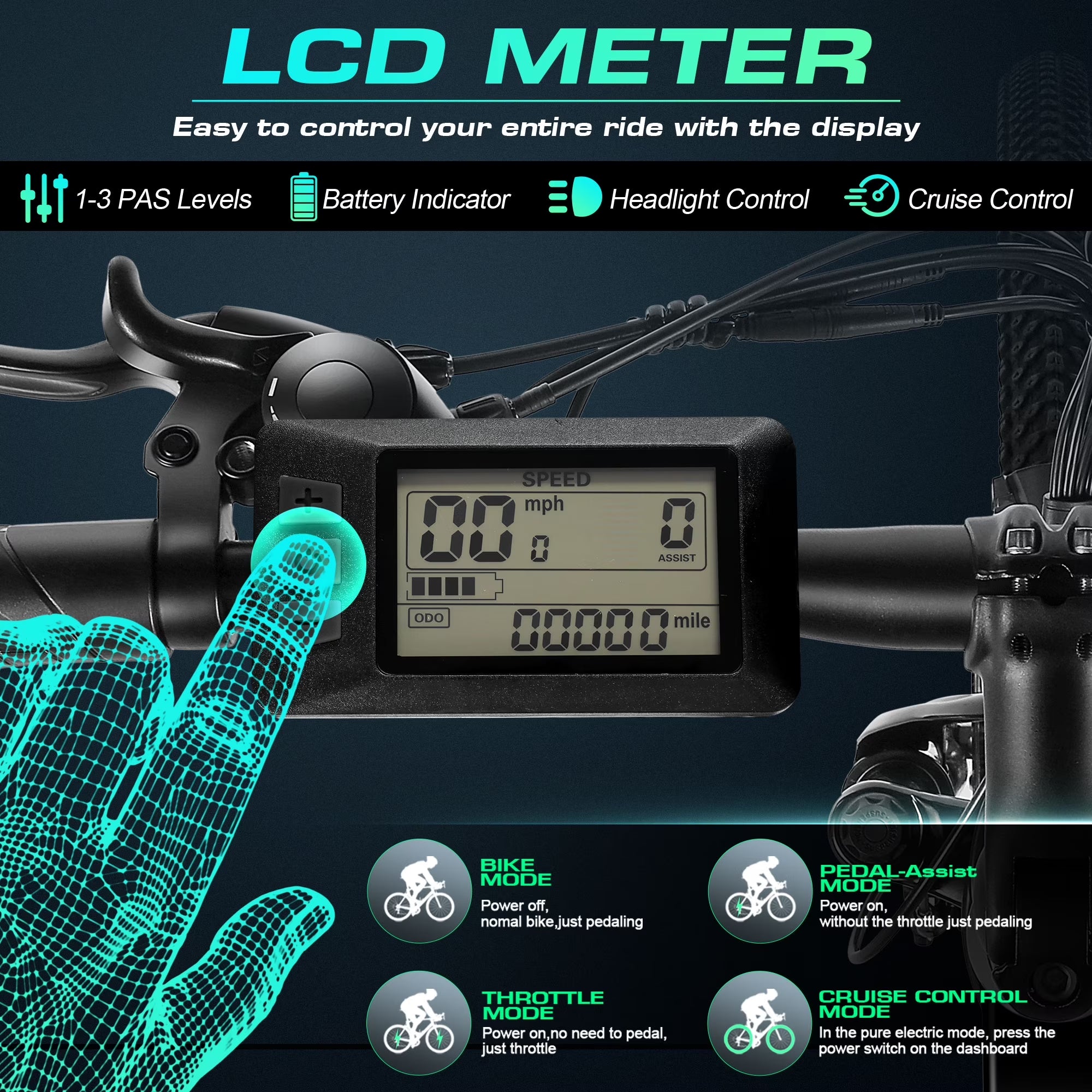 Electric Bike for Adults 26" Electric Mountain Bike 500W Cruise Control Electric Commuter Bike 21 Speed with Removable 48V Battery up to 50 Miles