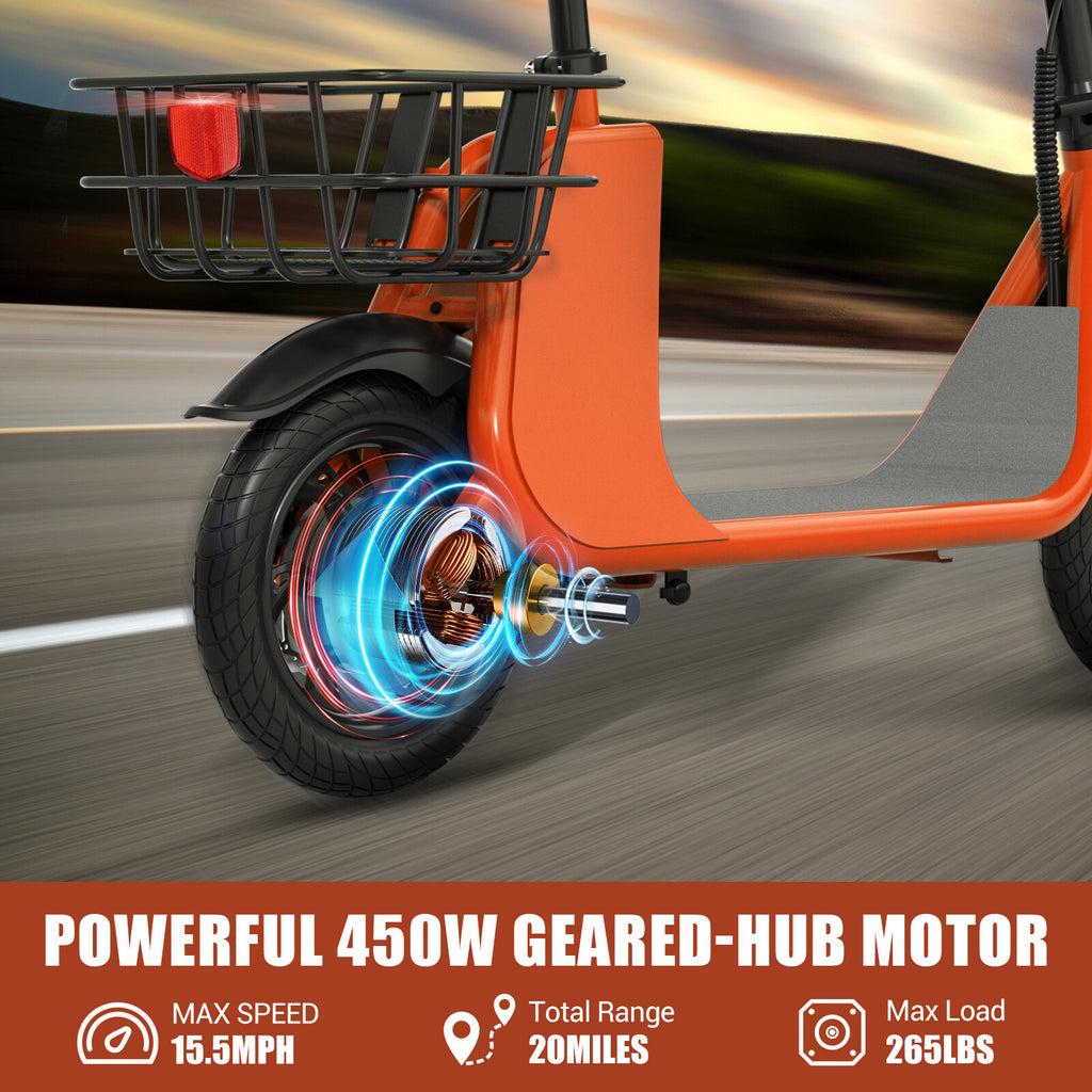 450W Sports Electric Scooter Adult with Seat Electric Moped Ebike E-Scooter