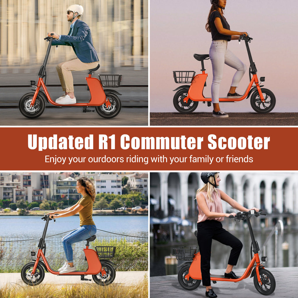 450W Sports Electric Scooter Adult with Seat Electric Moped Ebike E-Scooter