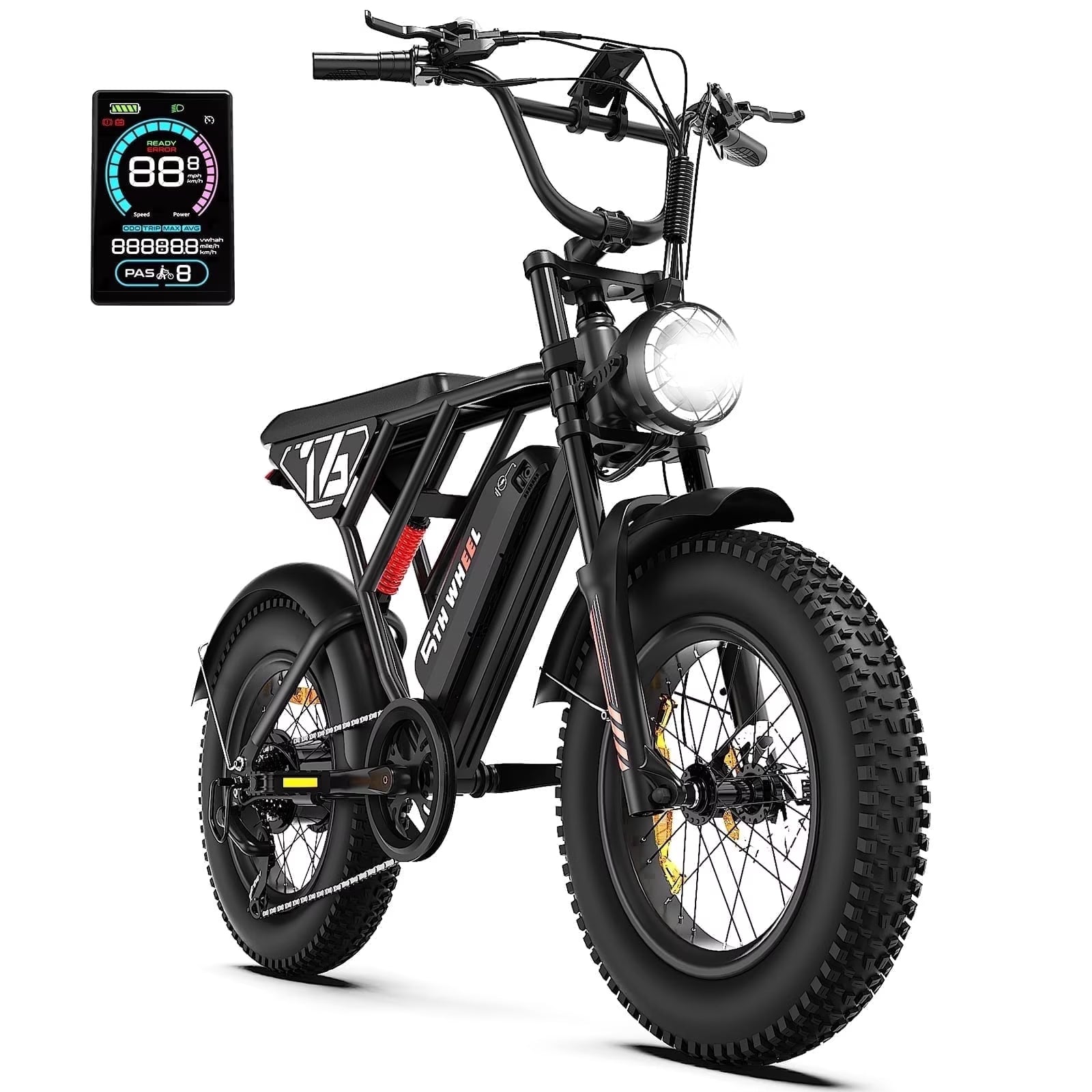 LB16 750W Electric Bike for Adults, 20" × 4 Fat Tire E Mountain Bikes, 48V 14.5Ah Removable Battery, Front Suspension, 7-Speed UL2849