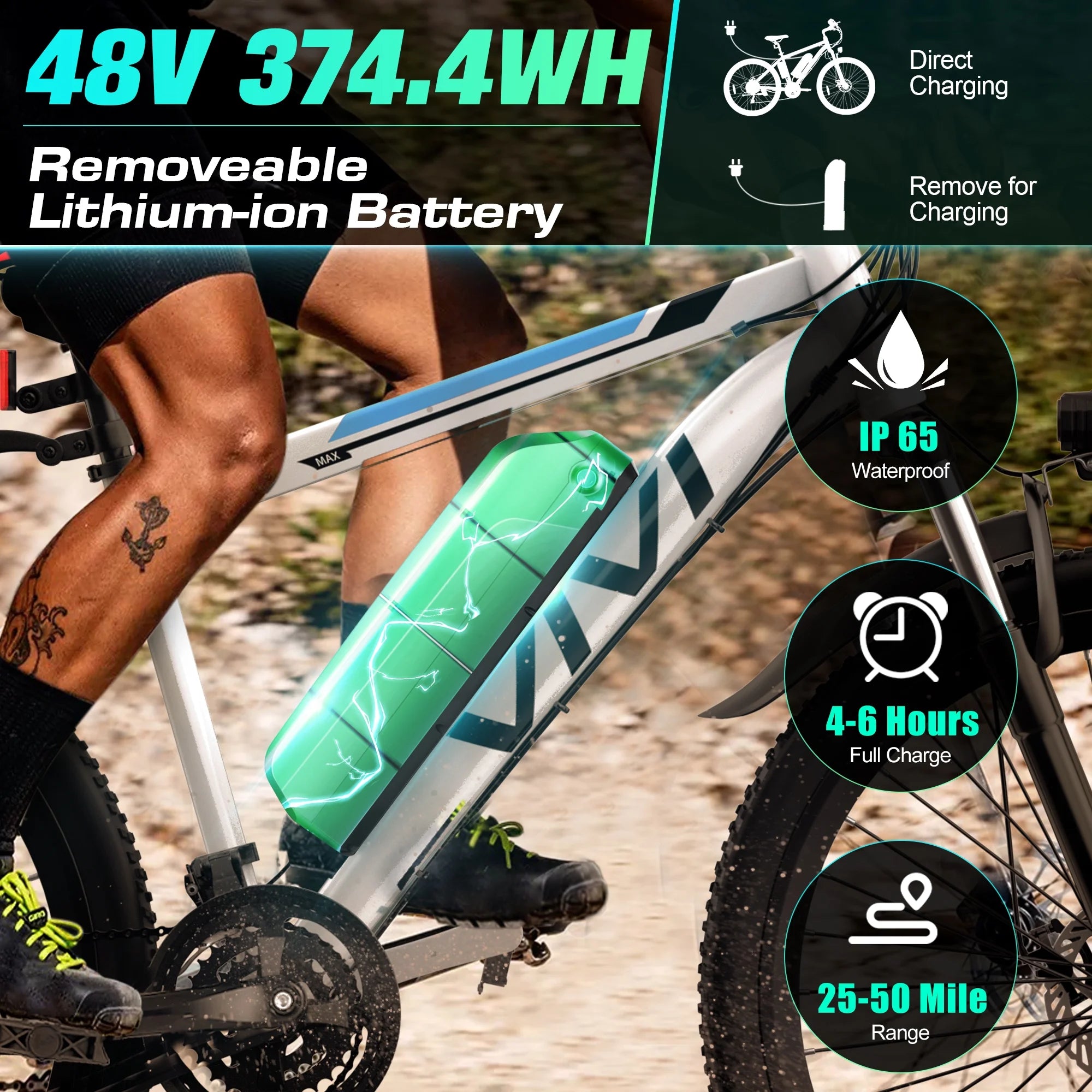 Electric Bike for Adults 26" Electric Mountain Bike 500W Cruise Control Electric Commuter Bike 21 Speed with Removable 48V Battery up to 50 Miles