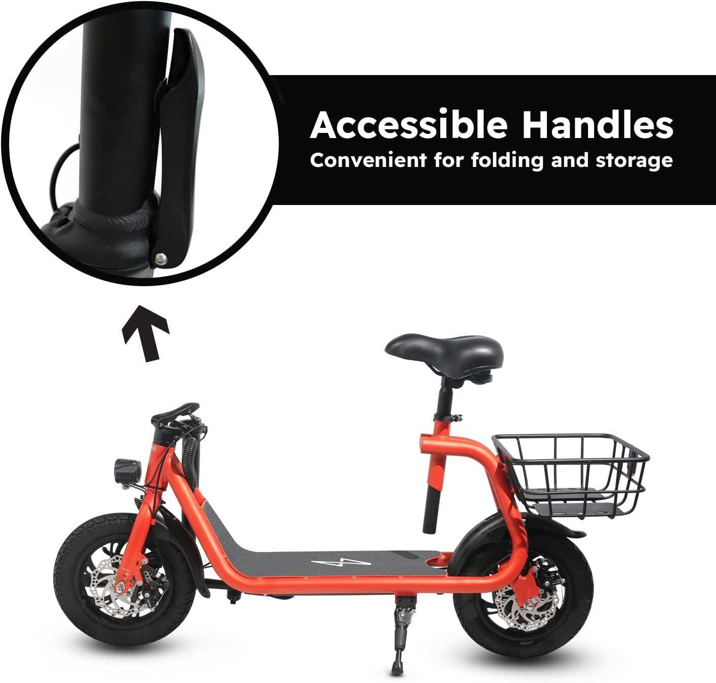 450W Sports Electric Scooter Adult with Seat Electric Moped Ebike E-Scooter