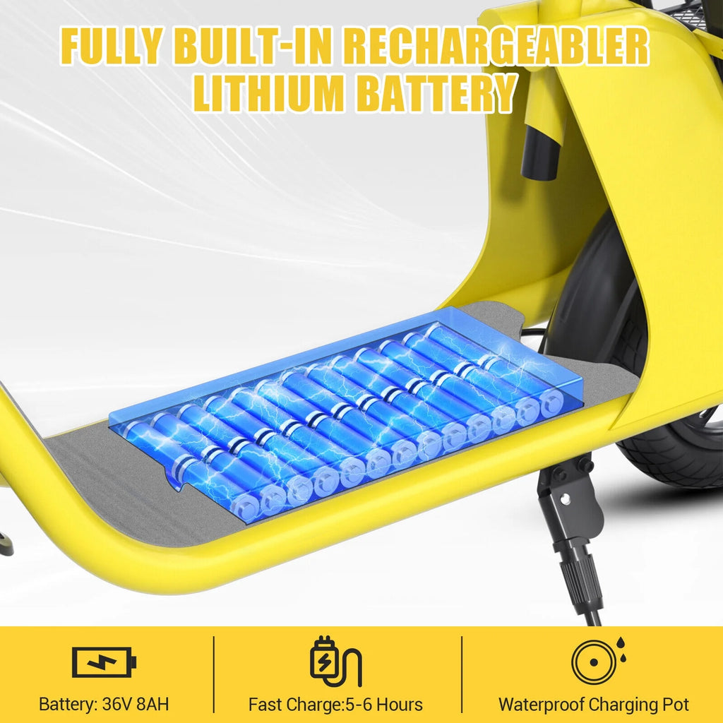 450W 36V Folding Sports Electric Scooters Bike E-Scooter with Seat Ebike Biycle Moped for Adult Commuter, Yellow