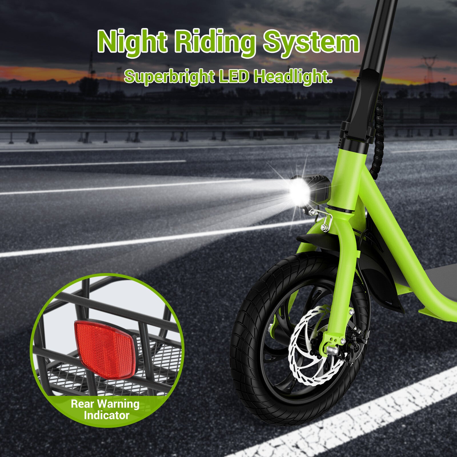 450W Sports Electric Scooter Adult with Seat Electric Moped Ebike E-Scooter