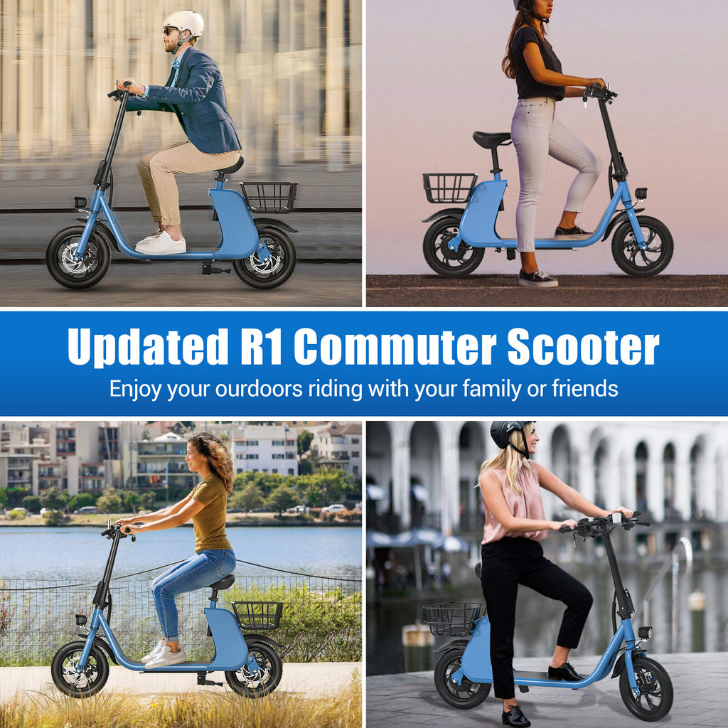 450W Sports Electric Scooter Adult with Seat Electric Moped Ebike E-Scooter