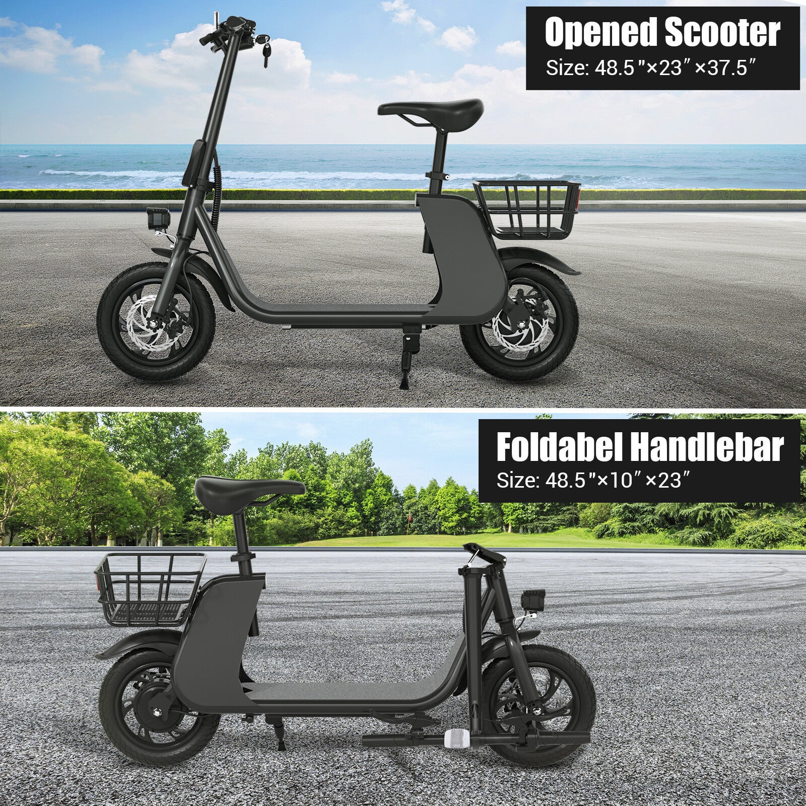 450W Sports Electric Scooter Adult with Seat Electric Moped Ebike E-Scooter
