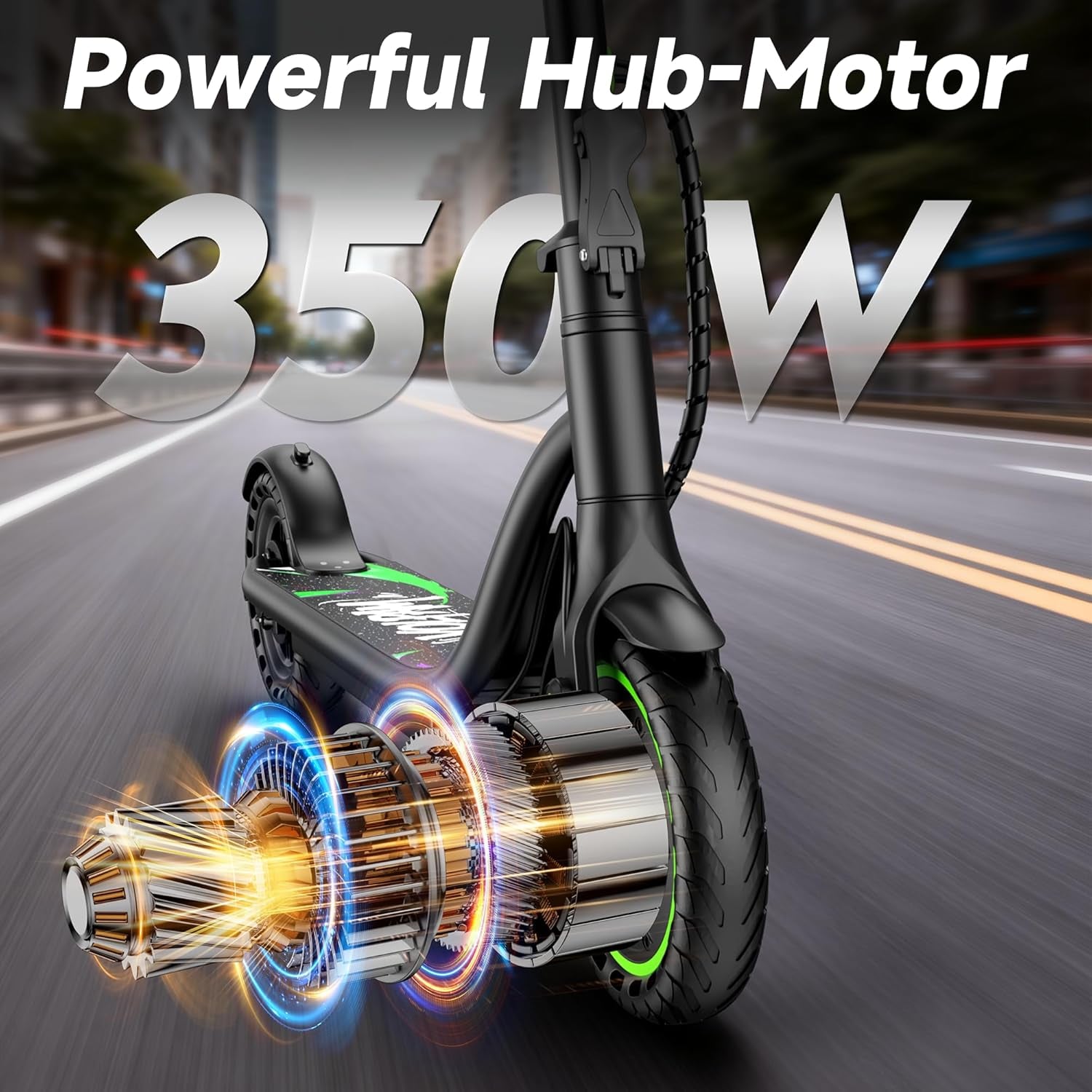 Adult Electric Scooter, 350W/500Wmotor, 8.5"/10" Solid Tires, 19/22Mph, 32/28/23/21/18/16Miles Max Range, Dual Braking