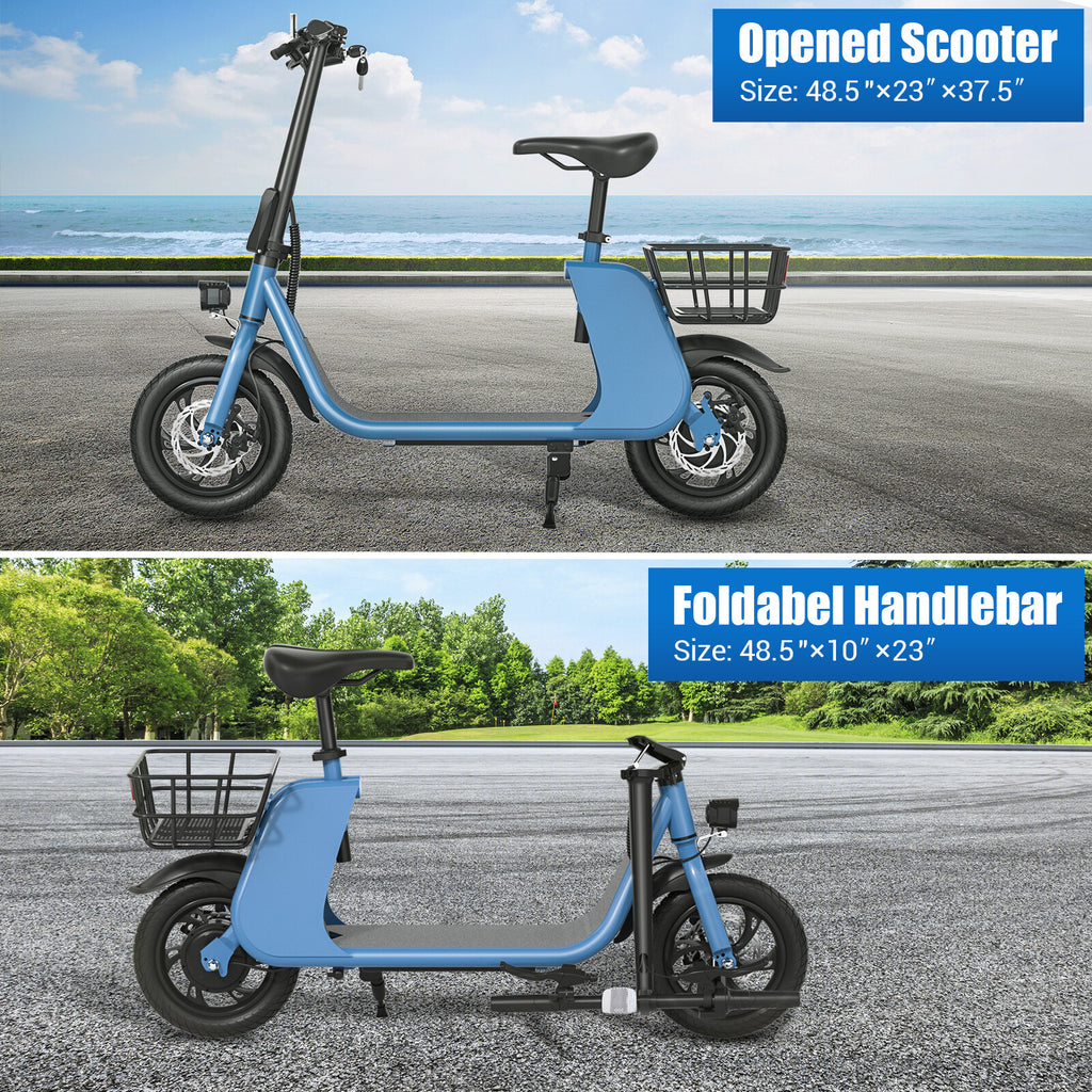 450W Sports Electric Scooter Adult with Seat Electric Moped Ebike E-Scooter