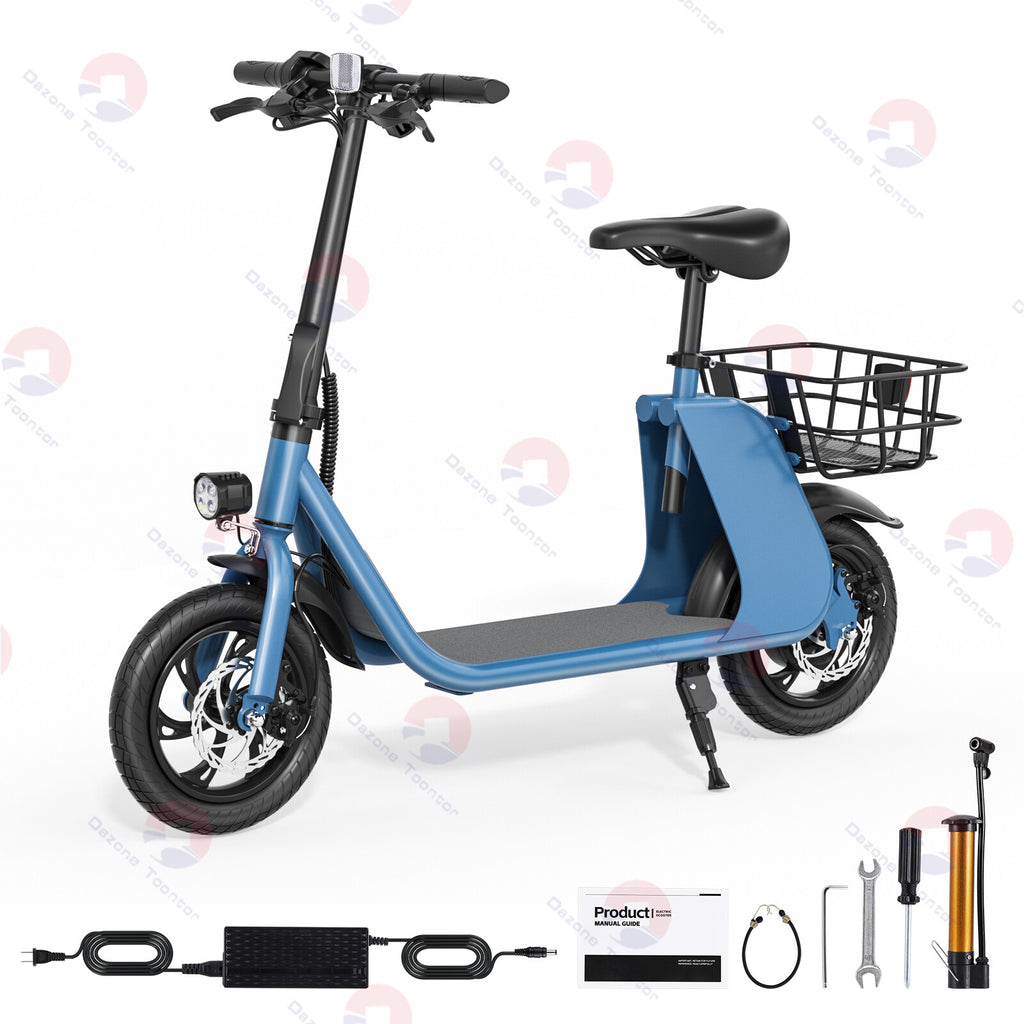 450W Sports Electric Scooter Adult with Seat Electric Moped Ebike E-Scooter