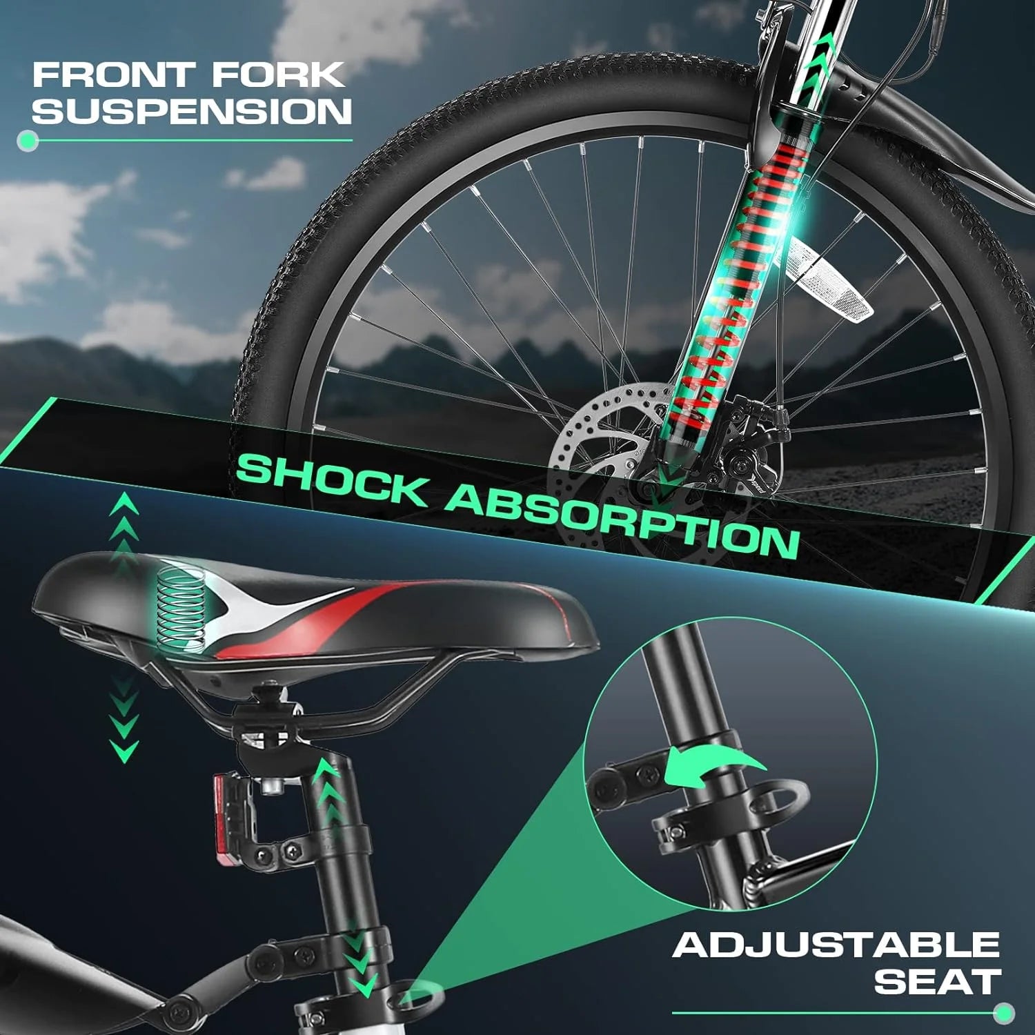 Electric Bike for Adults 26" Electric Mountain Bike 500W Cruise Control Electric Commuter Bike 21 Speed with Removable 48V Battery up to 50 Miles