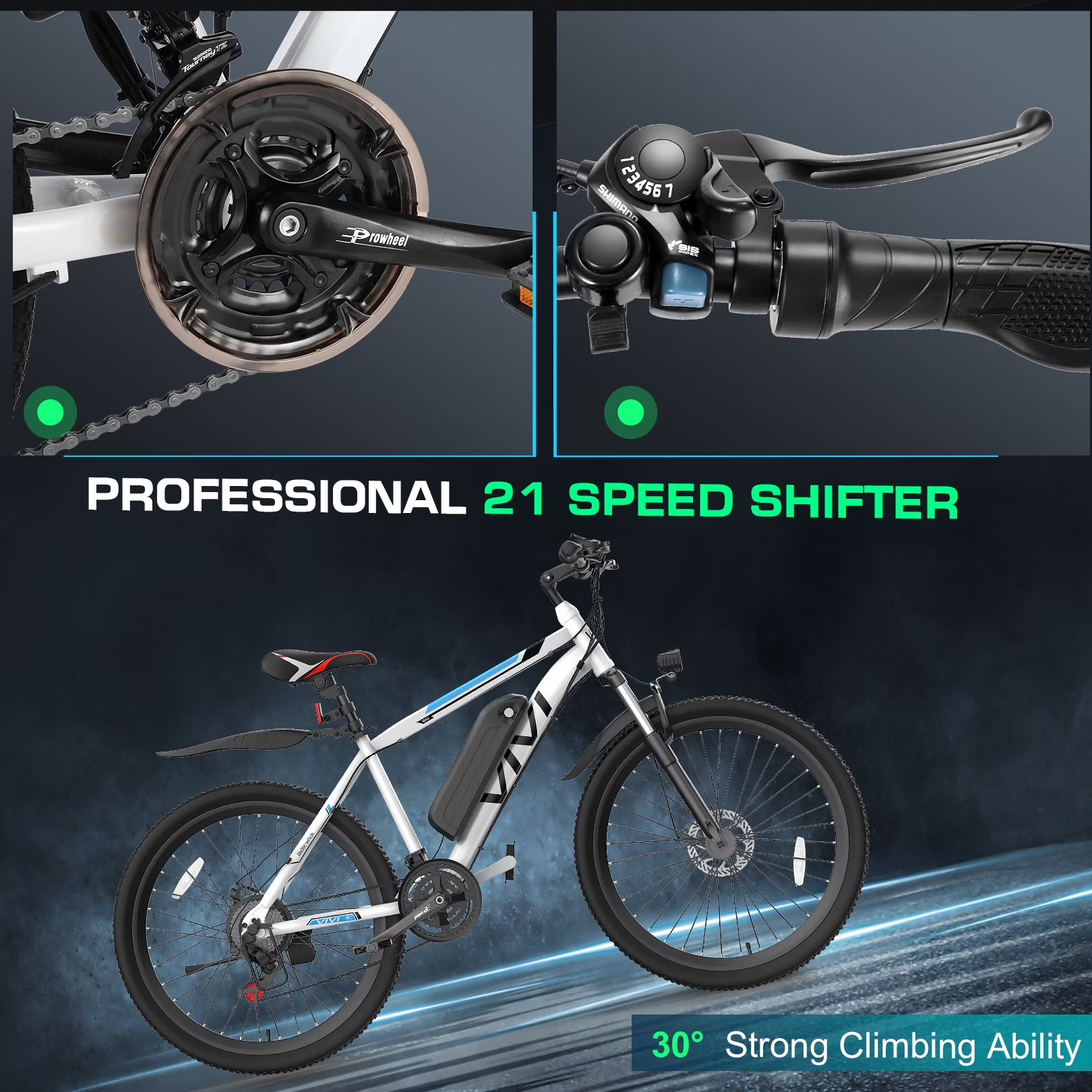 Electric Bike for Adults 26" Electric Mountain Bike 500W Cruise Control Electric Commuter Bike 21 Speed with Removable 48V Battery up to 50 Miles