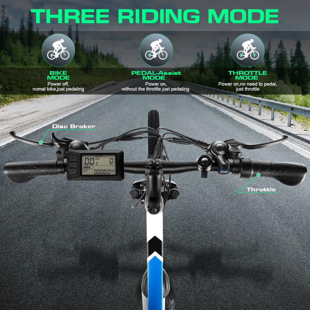 Electric Bike for Adults 26" Electric Mountain Bike 500W Cruise Control Electric Commuter Bike 21 Speed with Removable 48V Battery up to 50 Miles
