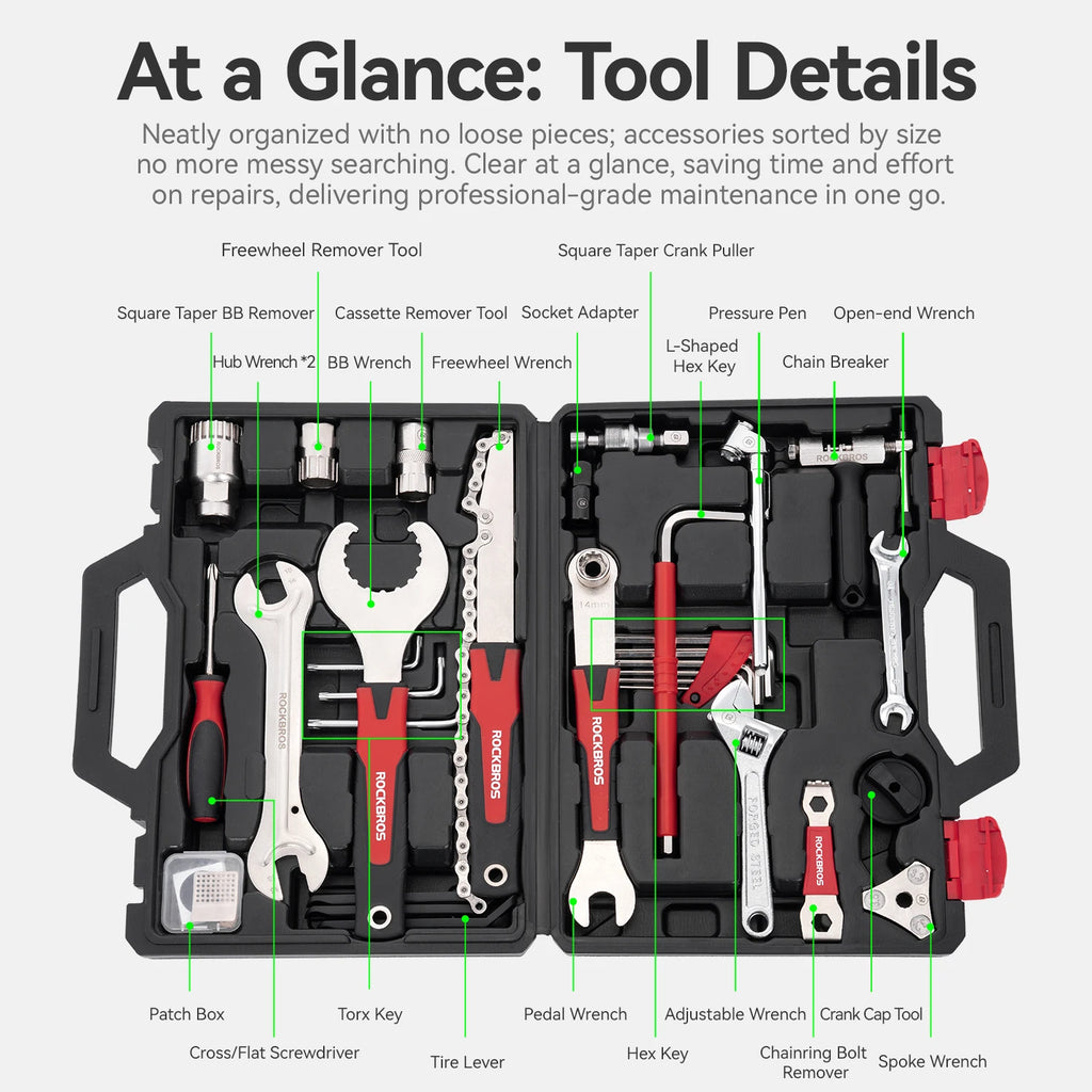 ROCKBROS Professional Bike Repair Tool Kit – Complete Multifunction Set