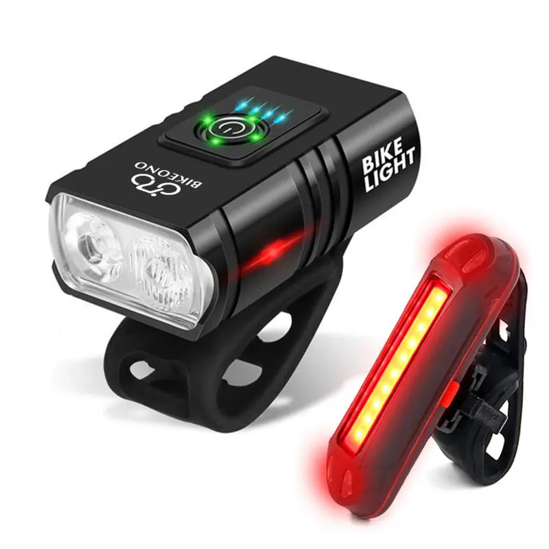 T6 LED Front & Rear Bike Light Set – USB Rechargeable Cycling Light Combo