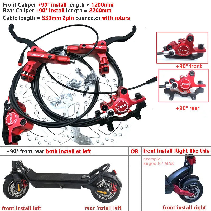 ZOOM Hydraulic Disc Brake Upgrade Kit for E-Scooters & E-Bikes
