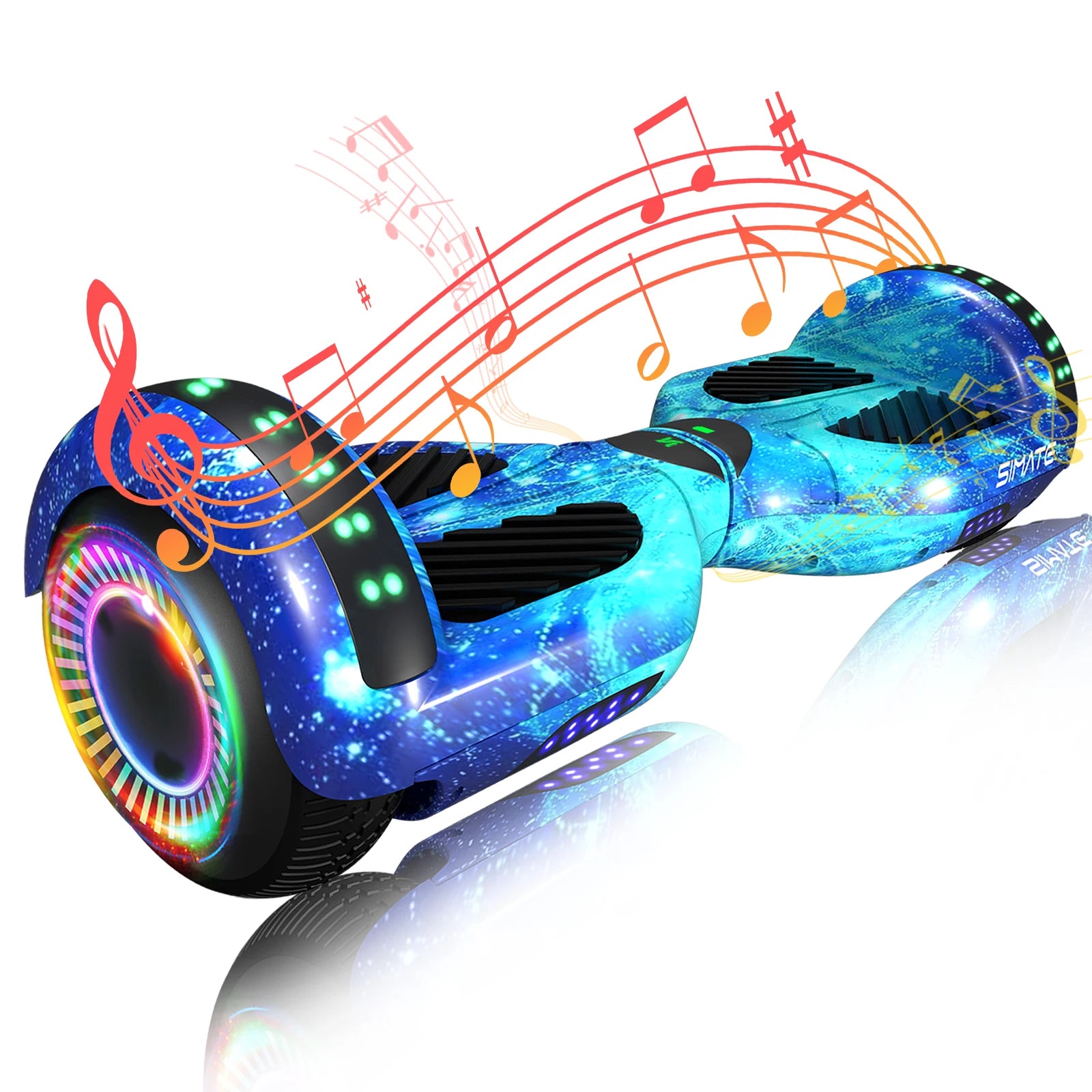 SIMATE 6.5" Hoverboard with Bluetooth Speaker & LED Wheels — Safe for Kids 7+
