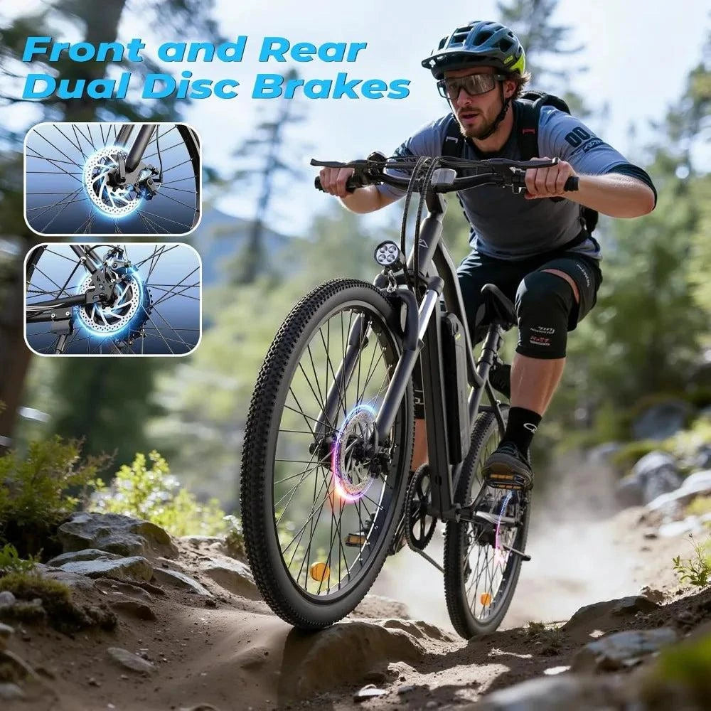 Allin electric commuter bike with front and rear disc brake rotors