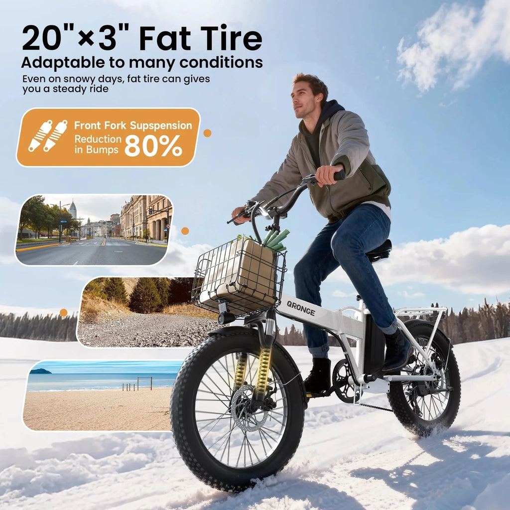 QRONGE Fat Tire Folding E-Bike