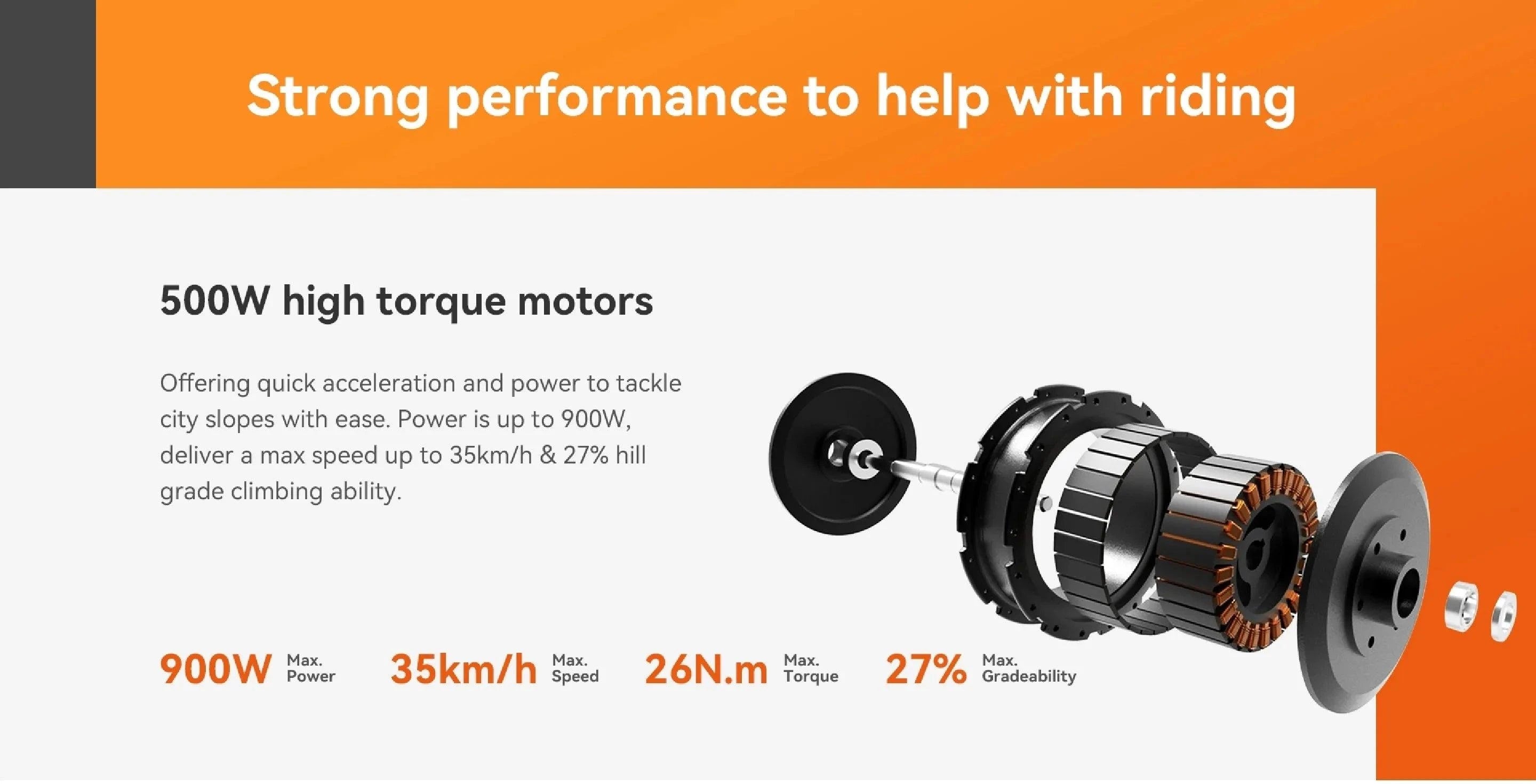 Black electric scooter motor hub and front wheel detail