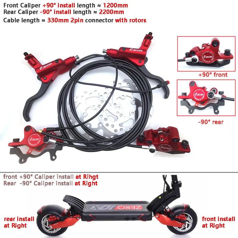 ZOOM Hydraulic Disc Brake Upgrade Kit for E-Scooters & E-Bikes