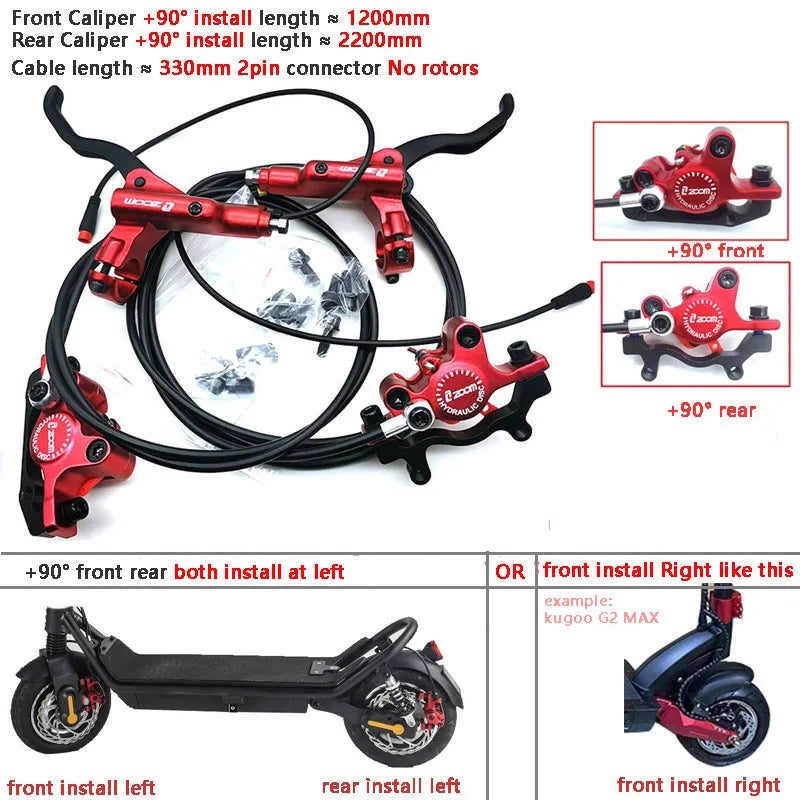 ZOOM Hydraulic Disc Brake Upgrade Kit for E-Scooters & E-Bikes