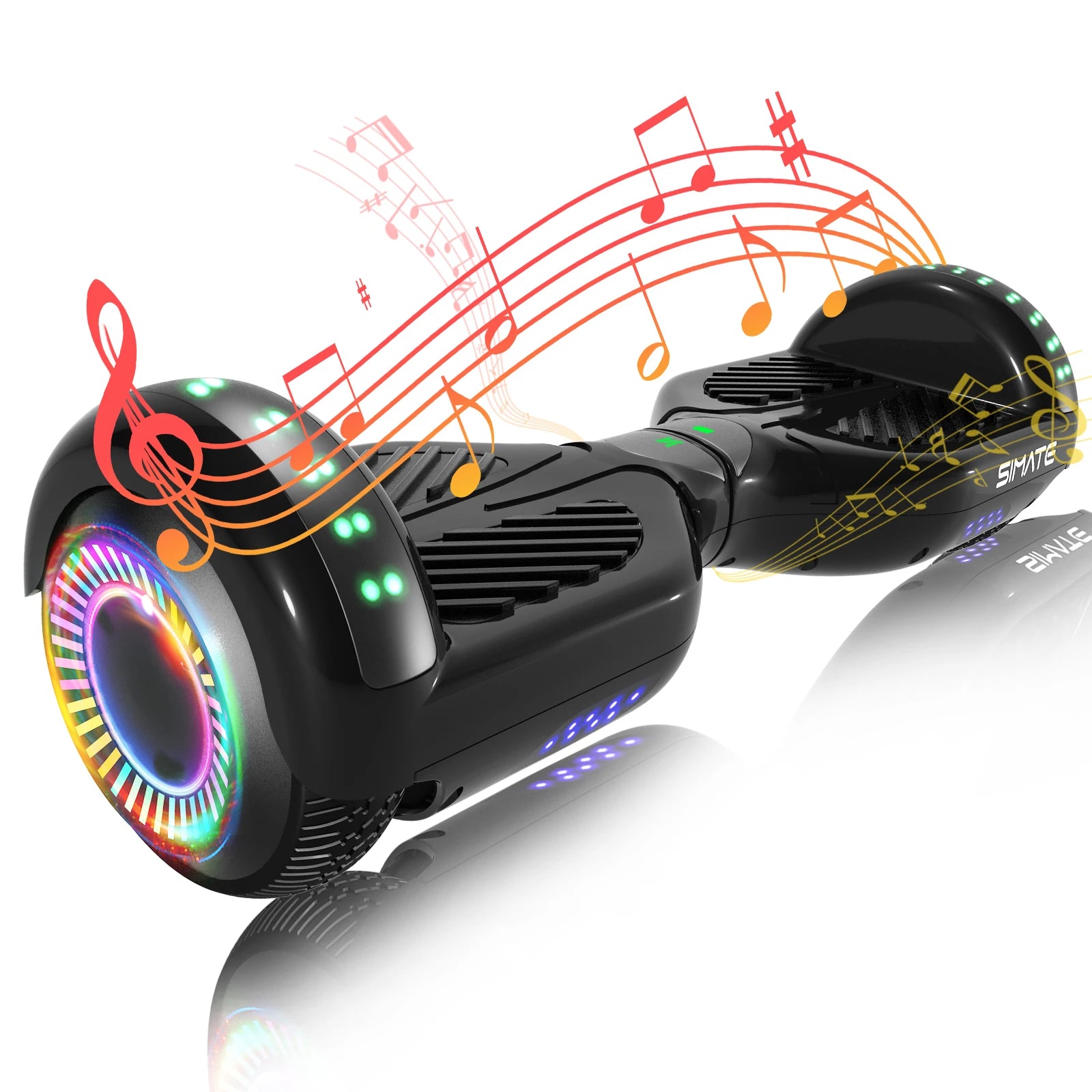 SIMATE 6.5" Hoverboard with Bluetooth Speaker & LED Wheels — Safe for Kids 7+