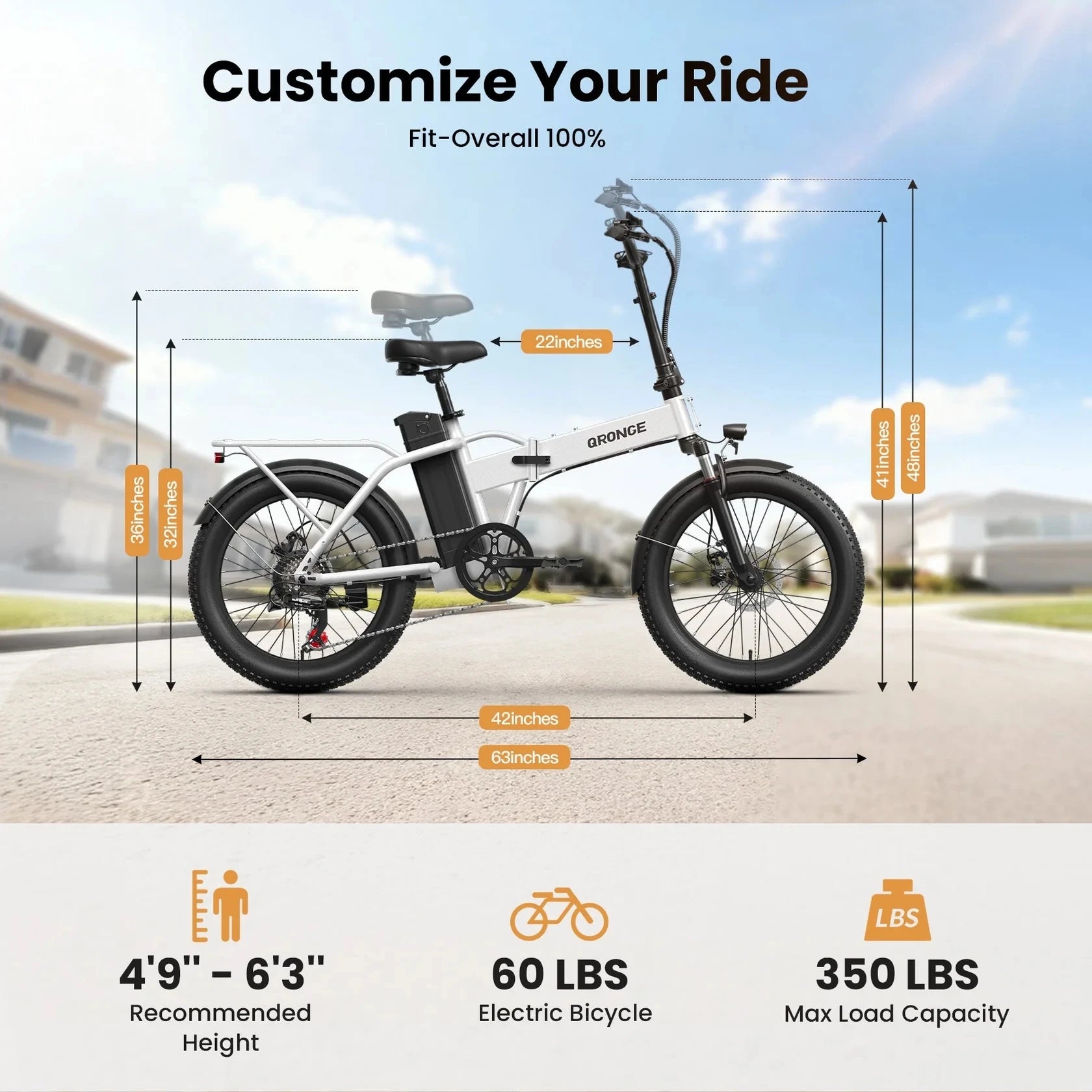 QRONGE Fat Tire Folding E-Bike