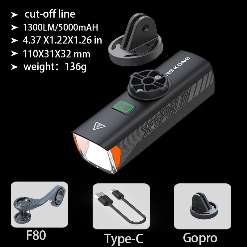 KING KONG X7pro USB Rechargeable Front Bike Light