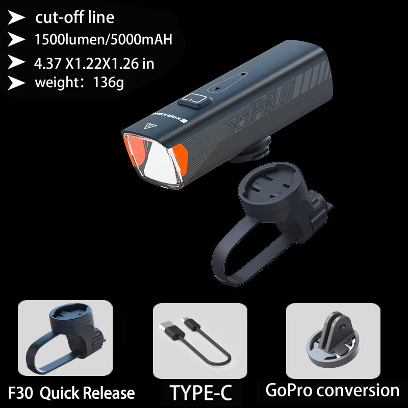 KING KONG X7pro USB Rechargeable Front Bike Light