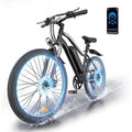 Allin electric commuter bike with front suspension, disc brakes, and dual wheel lights