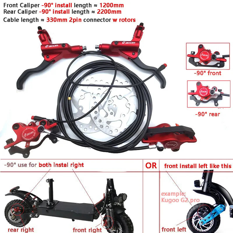 ZOOM Hydraulic Disc Brake Upgrade Kit for E-Scooters & E-Bikes