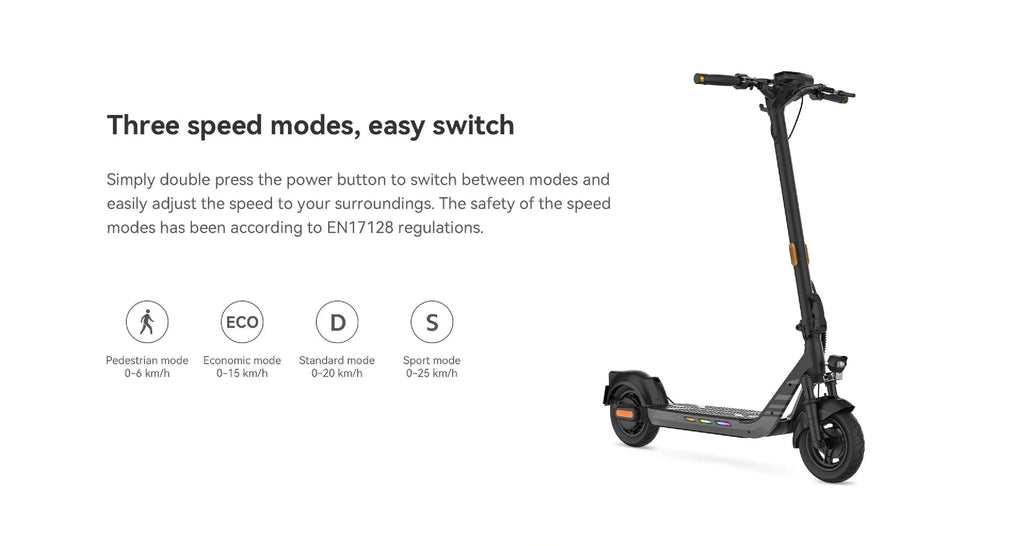 Black electric scooter front-right view with handlebars and deck