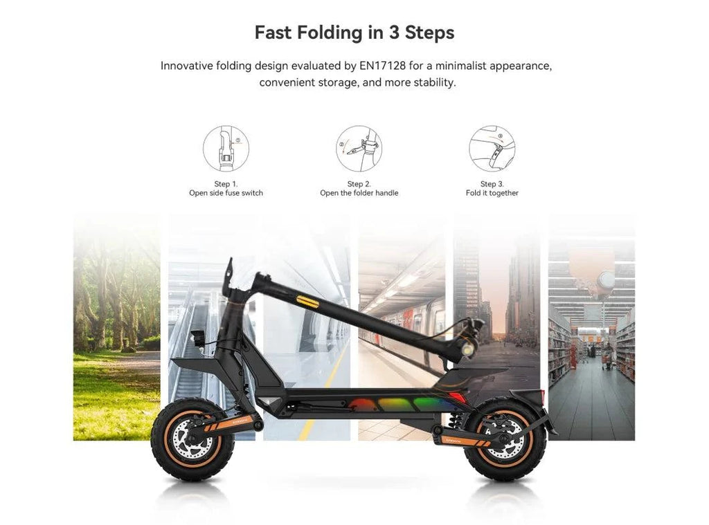 KingSong N12T3 electric scooter side view with folded frame steps shown