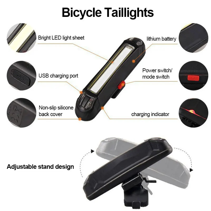 T6 LED Front & Rear Bike Light Set – USB Rechargeable Cycling Light Combo