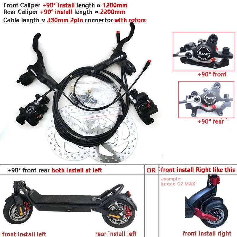 ZOOM Hydraulic Disc Brake Upgrade Kit for E-Scooters & E-Bikes