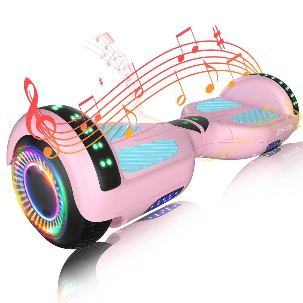 SIMATE 6.5" Hoverboard with Bluetooth Speaker & LED Wheels — Safe for Kids 7+