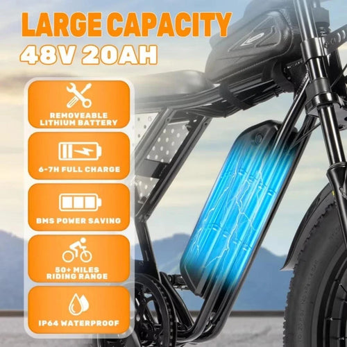 YYY K20 Electric Bike — 1500W, 48V 20Ah, 20" Fat Tire, Full Suspension, 30MPH