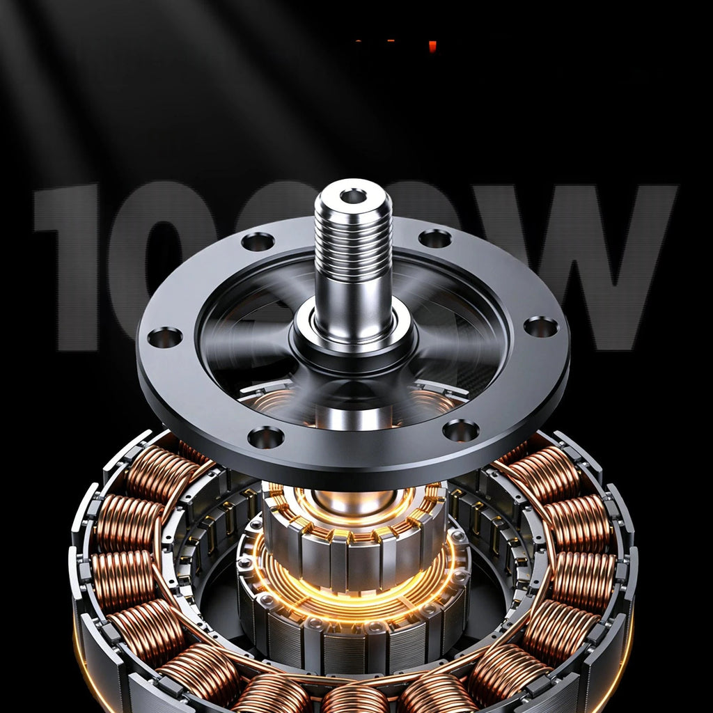 Electric scooter motor hub with copper windings and central axle detail