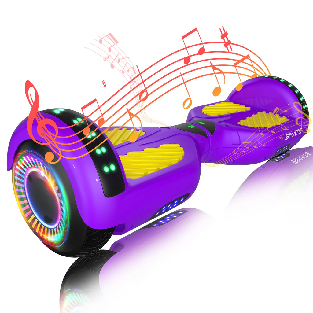 SIMATE 6.5" Hoverboard with Bluetooth Speaker & LED Wheels — Safe for Kids 7+