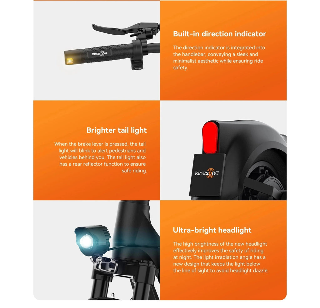 Black electric scooter with turn signal, rear tail light, and headlight