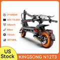 Black electric scooter with front and rear suspension, 10-inch off-road tires