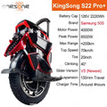 Kingsong S22 Pro electric unicycle spec graphic with battery cap and tire size