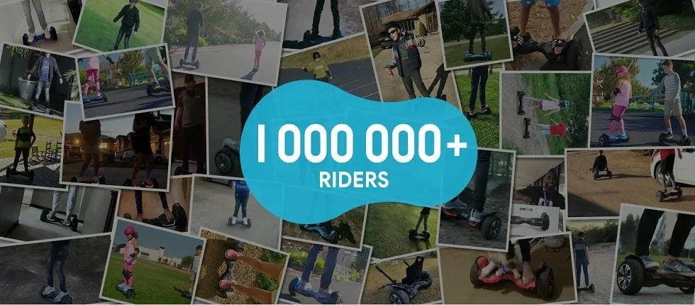 All-terrain hoverboard riders collage with multiple action photos