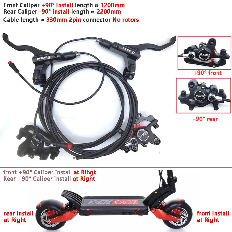 ZOOM Hydraulic Disc Brake Upgrade Kit for E-Scooters & E-Bikes
